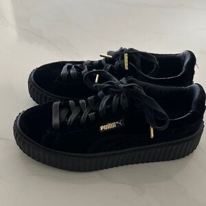 Puma Fenty Women's Black Velvet Platform Sneakers